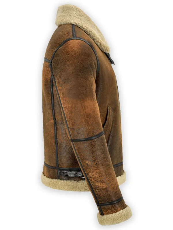 Men's B3 Sheepskin shearling Jacket Dark Copper Leather Jacket