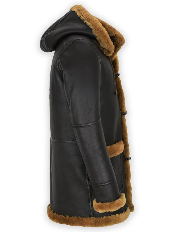 Men's Leather Sheepskin Duffle Coat 