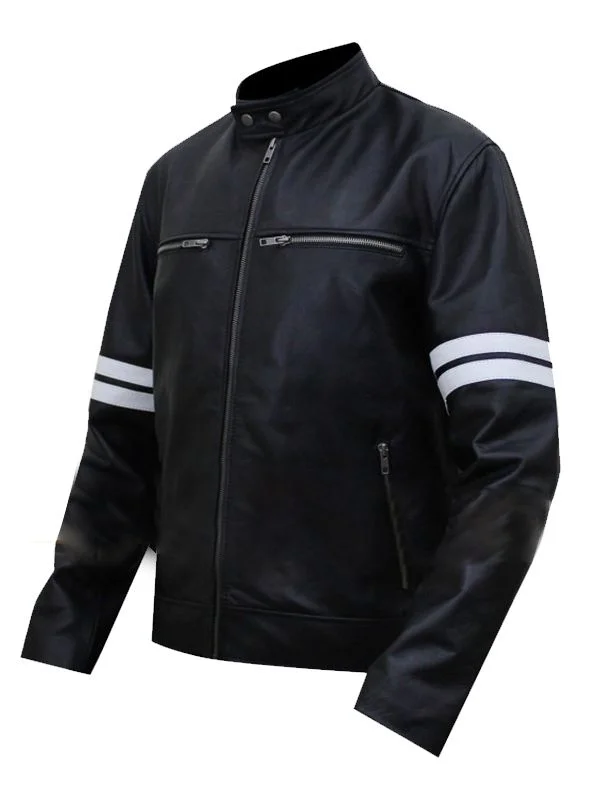Paul Walker Motorcycle Stripe Style Black  Jacket 