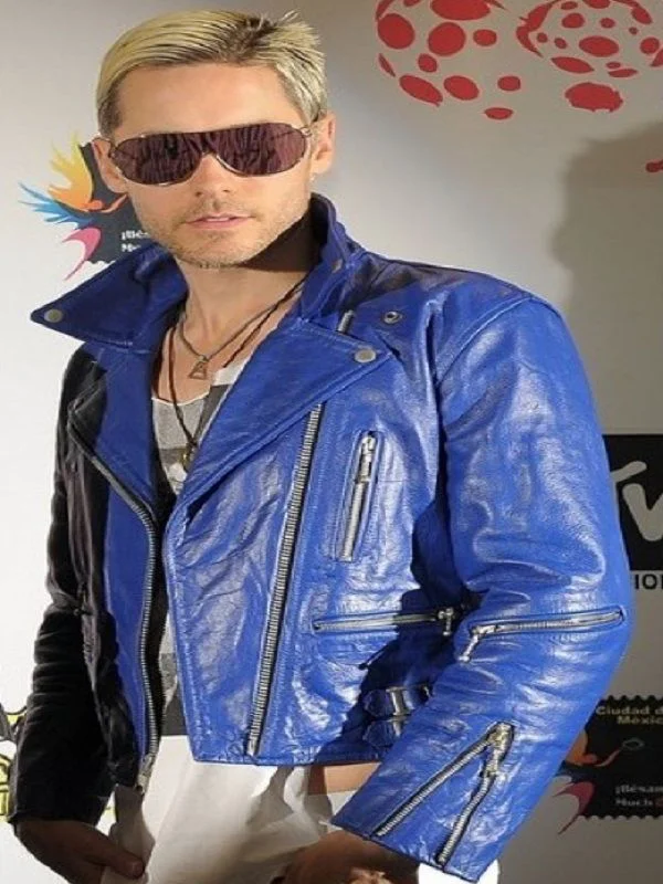 Jared Joseph Leto Blue Leather Jacket