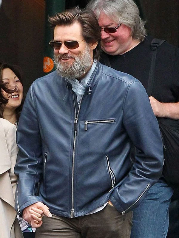 Jim Carrey NYC Blue Leather Jacket