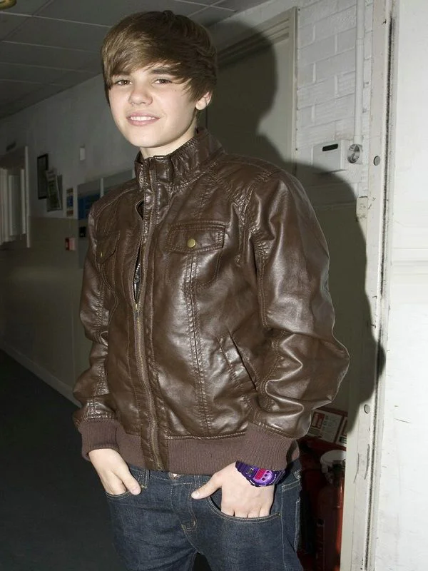 Singer Justin Bieber Brown Leather Jacket