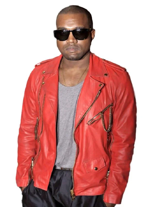 Stylish Kanye West Red Leather Jacket