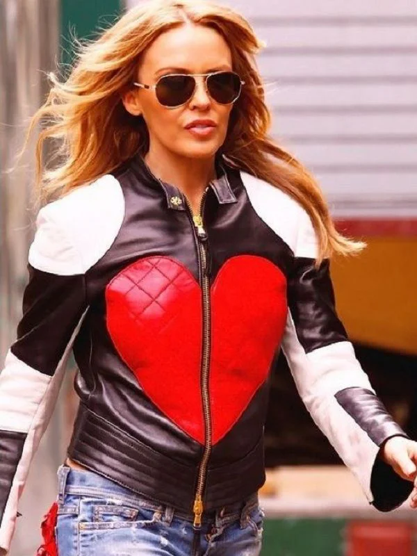 Kylie Minogue Red Heart Leather Jacket