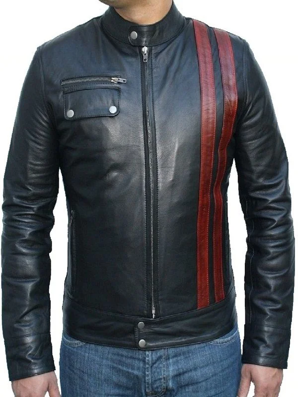 Men Slim-fit Leather Jacket