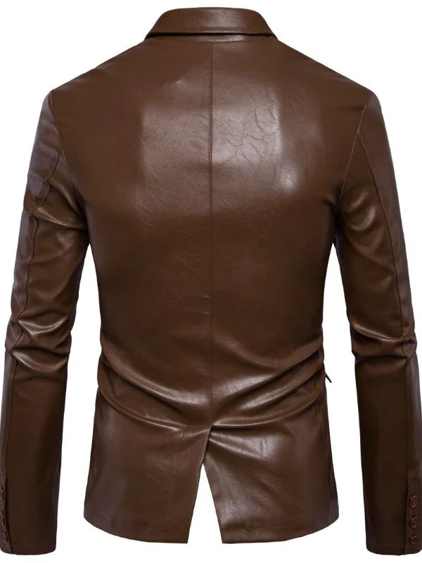 Brown Leather Blazer For Men