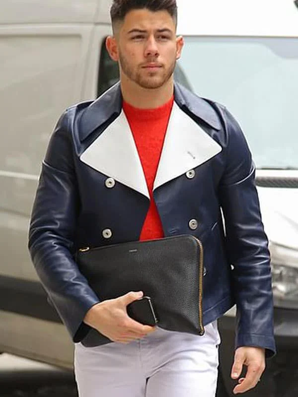 Nick Jonas NYC Double Breasted Leather Jacket