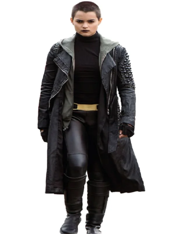 Brianna Hildebrand Leather Coat