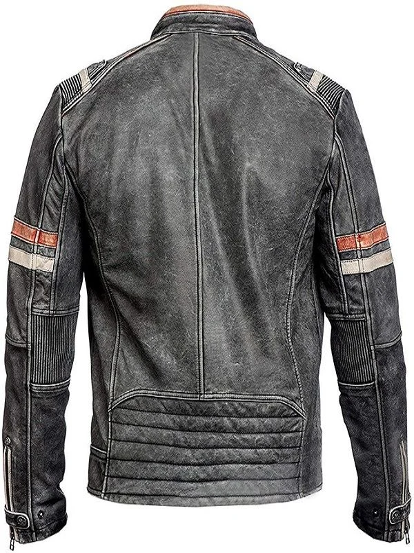 Cafe Racer Black Distressed Leather Jacket