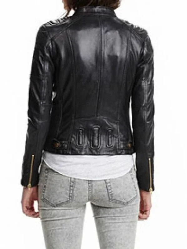 women Cafe Racer Distressed Leather Jacket