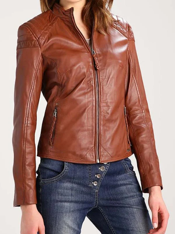 Real Cafe Racer Women's Leather Biker Jacket