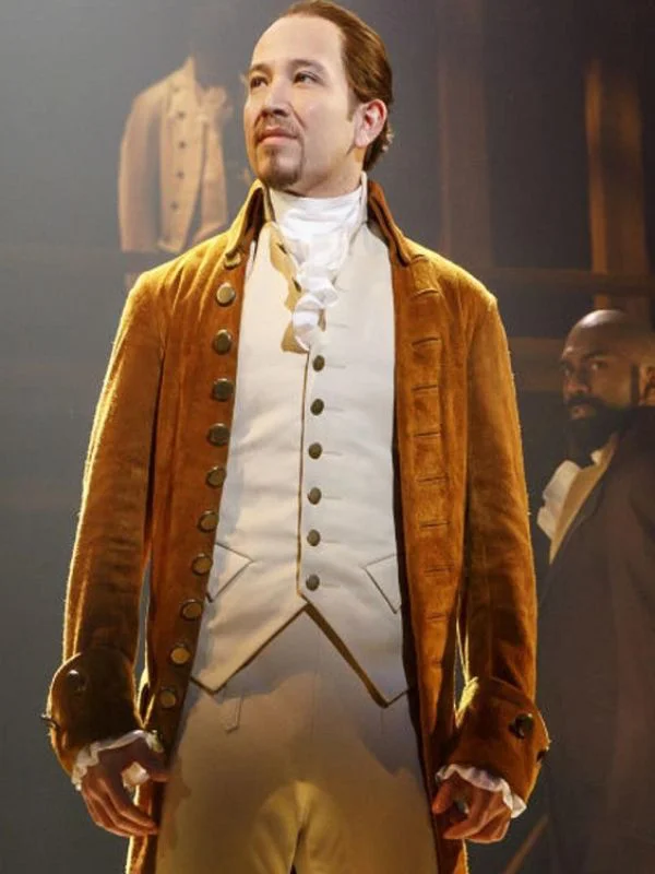  Hamilton Lin-Manuel Miranda long Suede  Leather Coat-