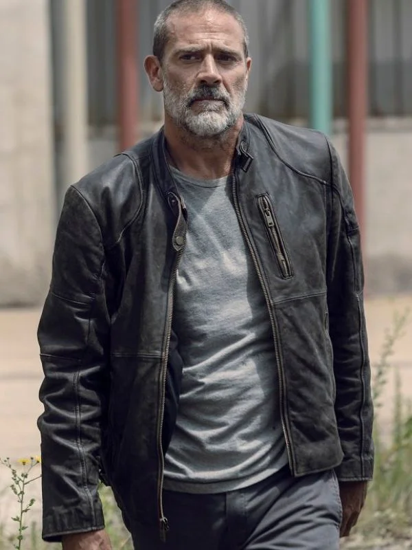 Jeffrey Dean Morgan Walking Dead Black Leather Jacket