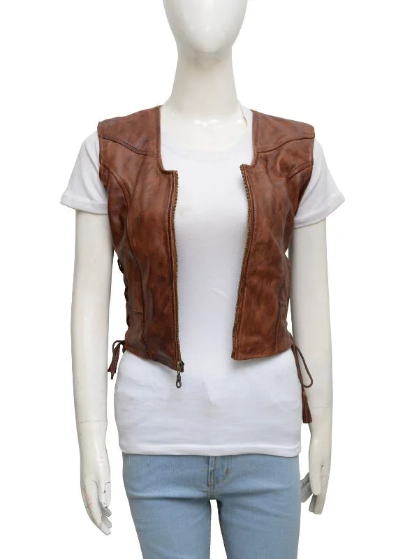 Walking Dead Danai Gurira Brown Leather Vest