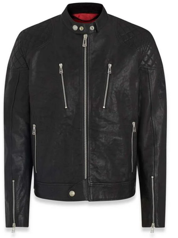 Cafe Racer Biker Black Classic Men Leather Jacket