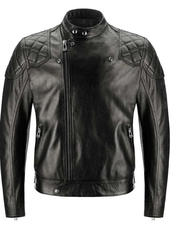 Cafe Racer Motorcycle Black Men Leather Jacket