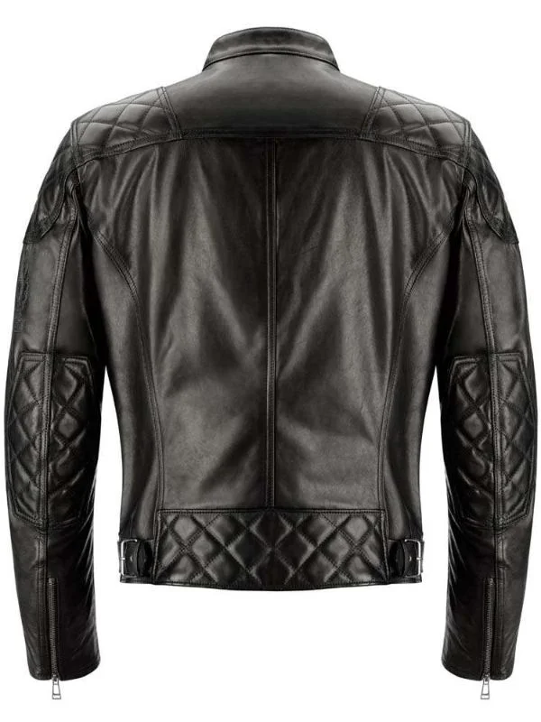 Cafe Racer Motorcycle Black Men Leather Jacket
