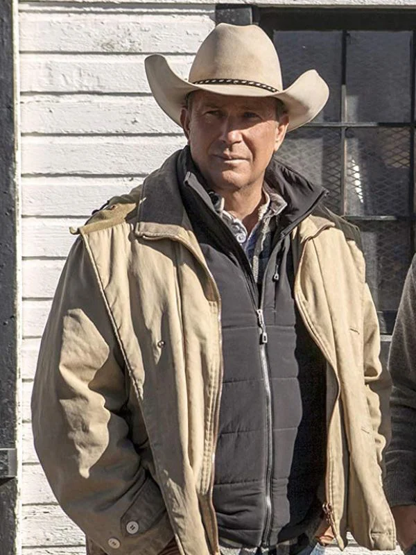 TV Series Yellowstone Kevin Costner Beige Cotton Jacket-