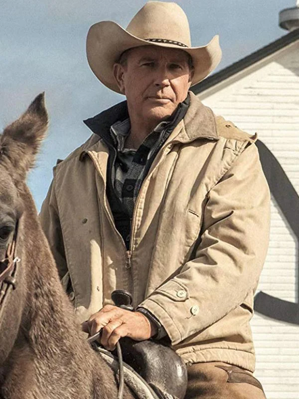 TV Series Yellowstone Kevin Costner Beige Cotton Jacket-