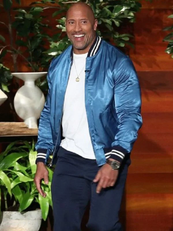 Dwayne Johnson Satin Varsity Jacket