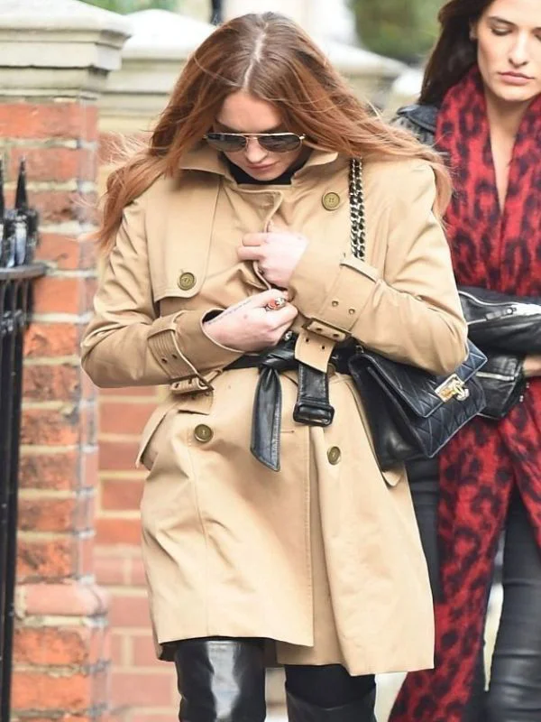 Lindsay Lohan Double Breasted Trench Coat