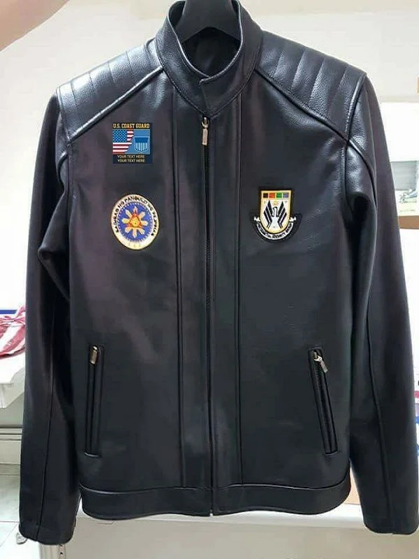 US Coast Guard log leather jacket