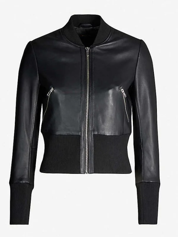 Laurel Lance Leather Bomber Jacket
