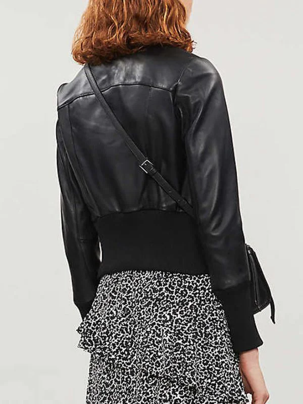 Laurel Lance Leather Bomber Jacket