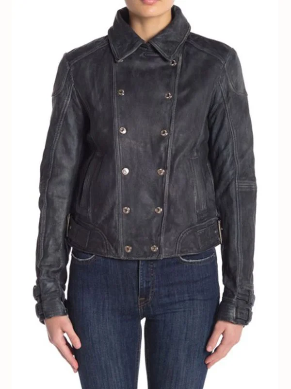 Arrow Season 7 Juliana Harkavy Dinah Drake Black Leather Jacket
