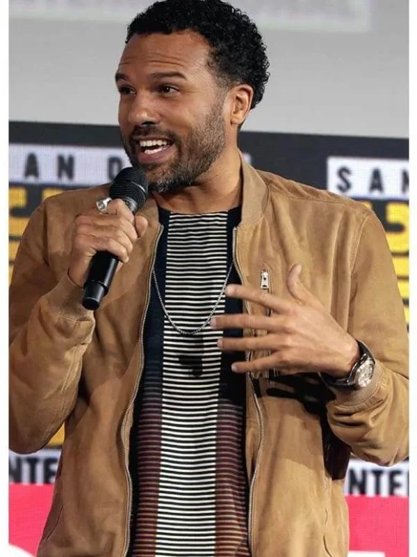 Black Widow Event O-T Fagbenle Suede Brown Leather Jacket