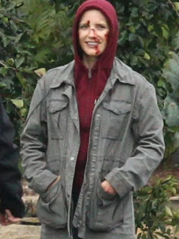 Ava Jessica Chastain Cotton Military Jacket