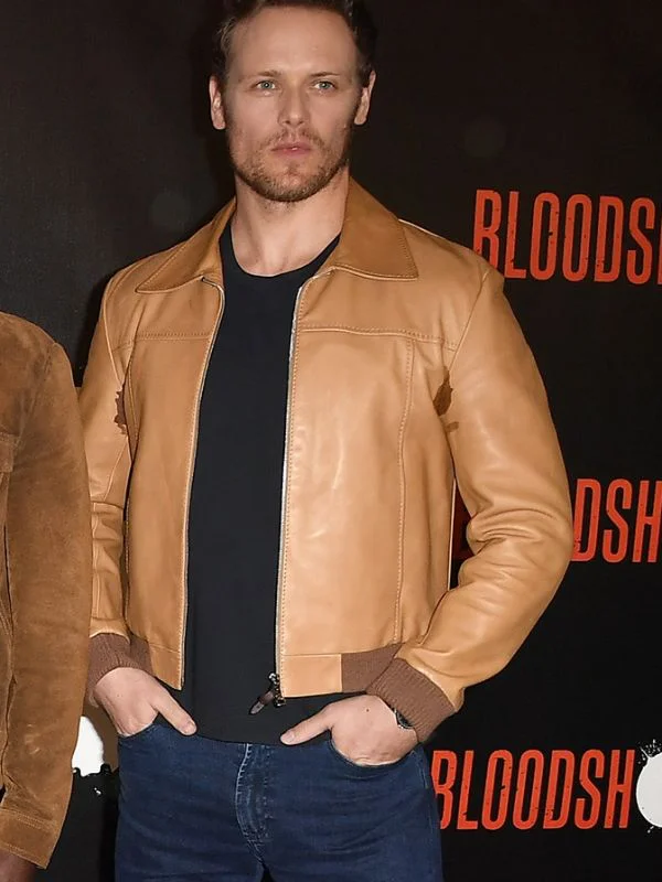 Sam Heughan Bloodshot Leather Jacket