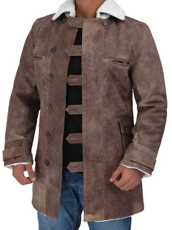 Tom Hardy Distressed Shearling Coat