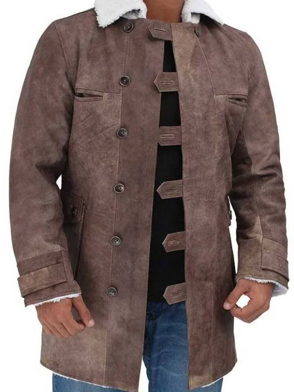 Tom Hardy Distressed Shearling Coat