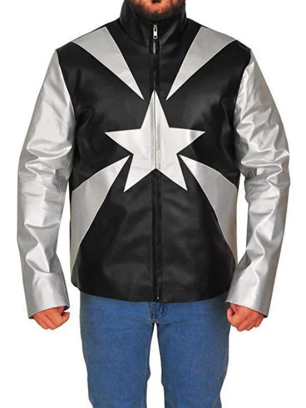 7	Men's Word to Your Mother Silver and Black Leather Jacket