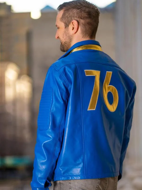 Fallout 76 Video Game Blue Leather Jacket