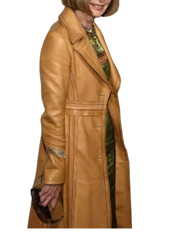 Anna Wintour Ladies Tan Brown Leather Coat