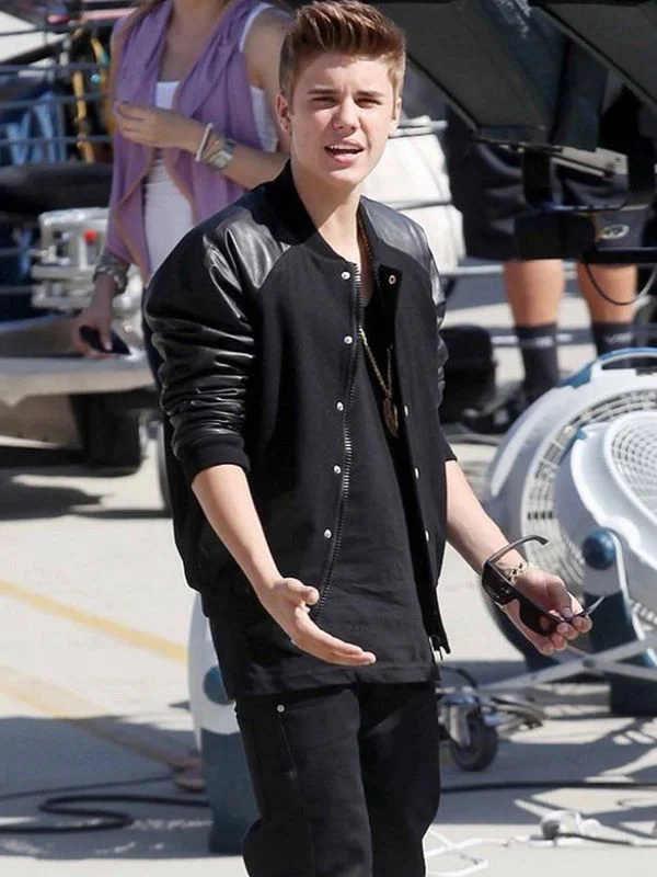 Justin Bieber Black Bomber Jacket
