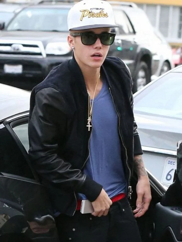 Justin Bieber Black Bomber Jacket