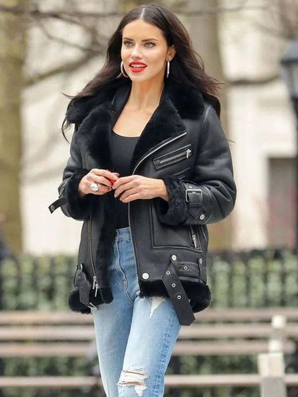 street style shearling leather jacket