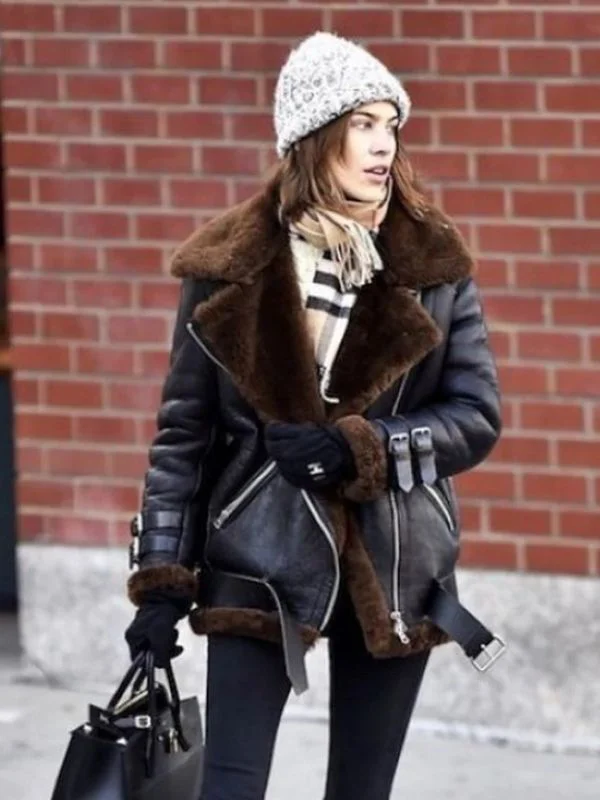 Alexa Chung Winter Shearling Jacket For Women