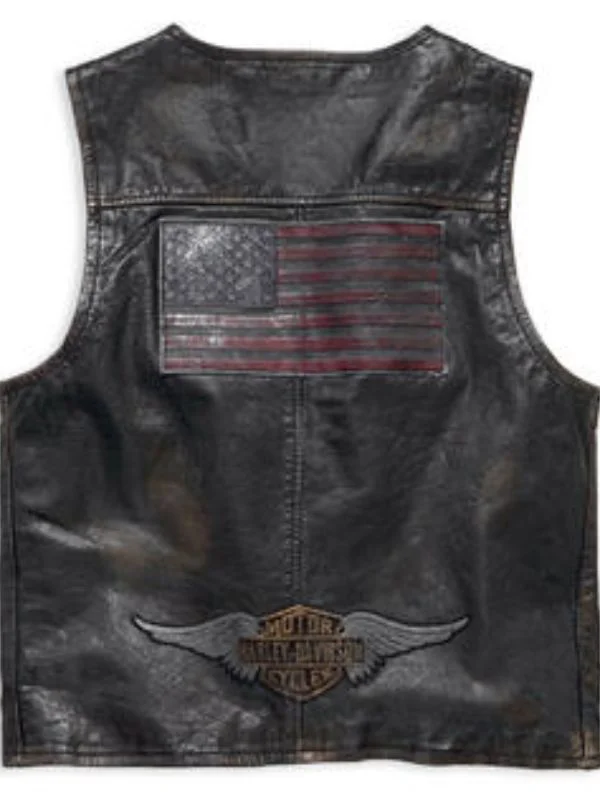 Harley-Davidson Vest Men's Iron Distressed Leather