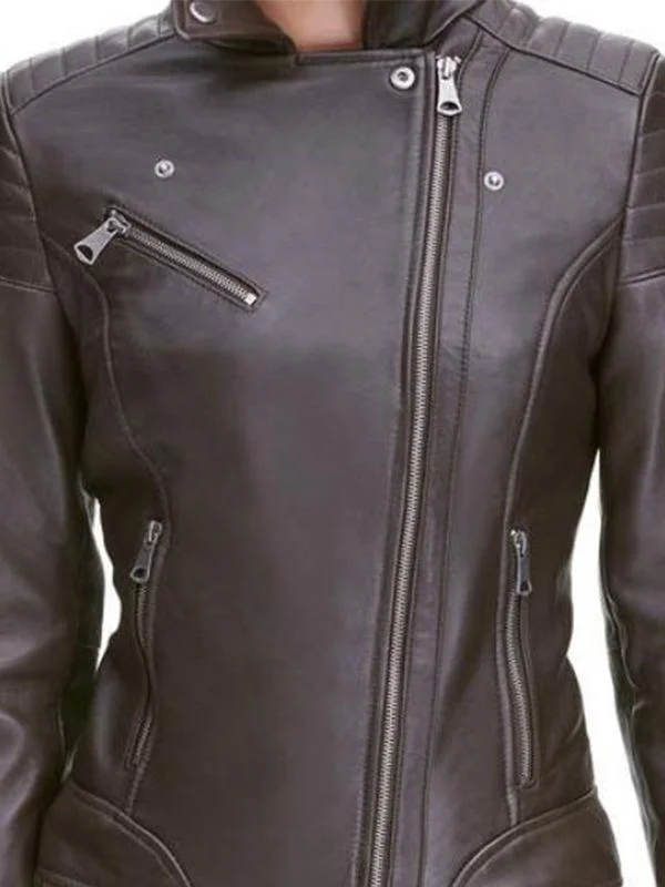  Womens iconic Asymmetrical Leather Jacket