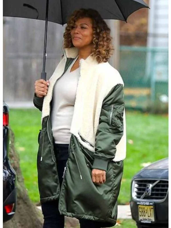 The Equalizer 2021 Queen Latifah Green & White Coat