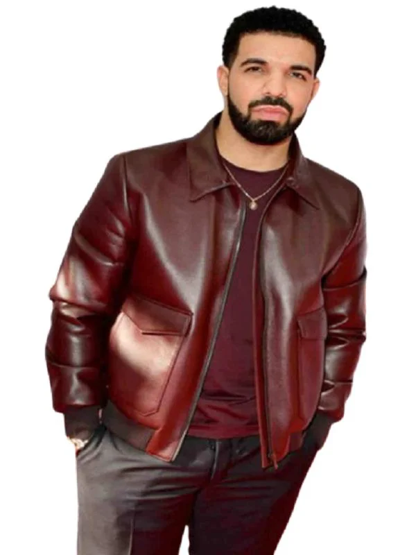  Drake Burgundy Maroon Bomber Jacket