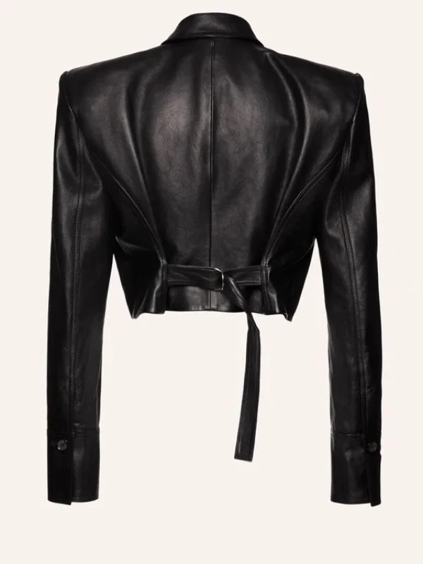 Elsa Hosk Black Leather Jacket