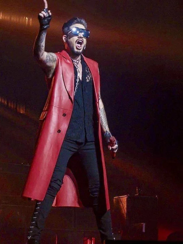 Mjacket.com gift all of music lovers, now you can checkout one of the famous Adam Lambert Concert 2019 Red Sleevless Leather Coat with free shipping a