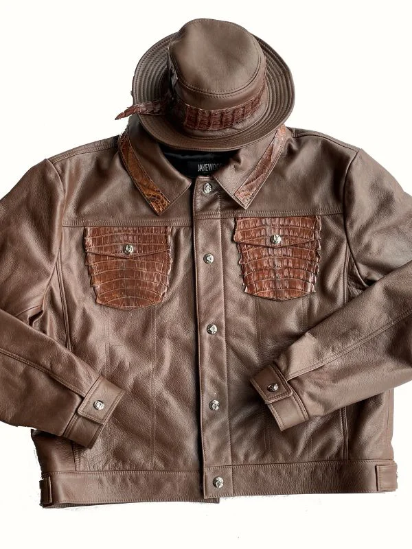 New Men desing Brown Leather Jacket