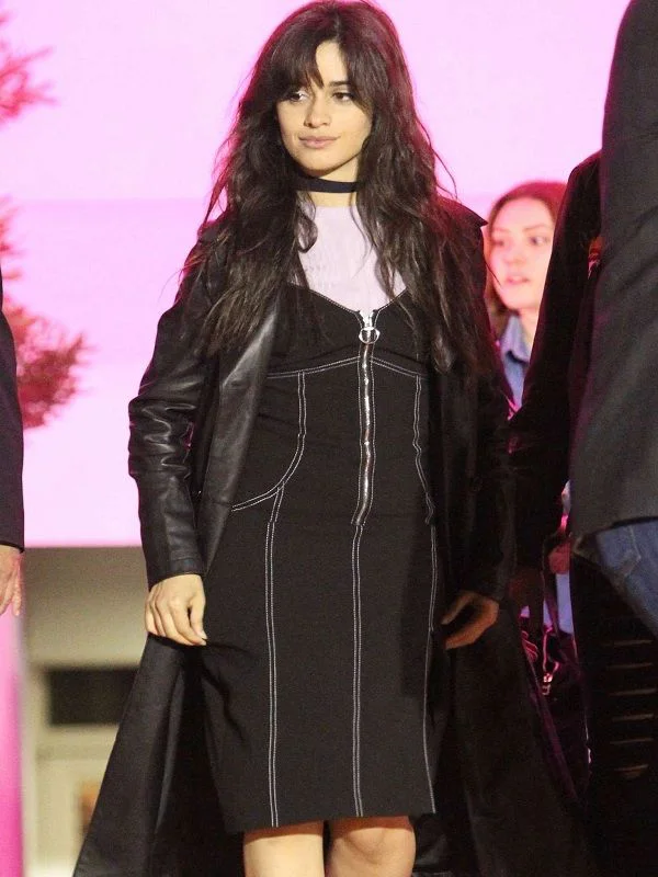 Camila Cabello Long leather Coat-