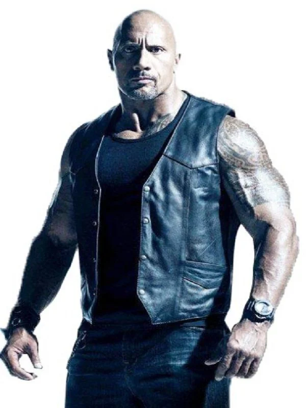 Fast 8 Movie Dwayne Johnson Black Leather Vest